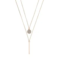 2-Row Rose-Goldplated Disc & Bar Pendant Necklace