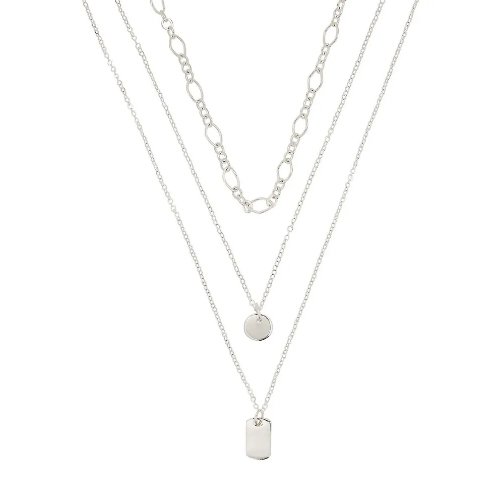 Silvertone Layered Pendant Necklace