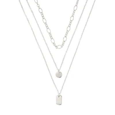 Silvertone Layered Pendant Necklace