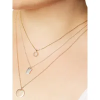 Tri-Tone Crystal Layered Pendant Necklace