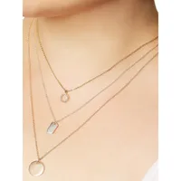 Collier multirangs à pendentif trois tons avec cristaux