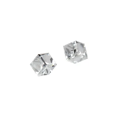Boutons d'oreilles en acier inoxydable en forme de cube rehaussées de cristaux Swarovski