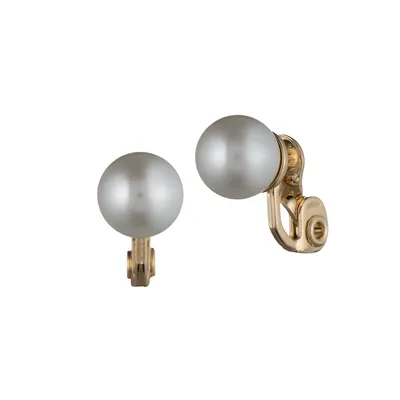 Goldtone & Glass Pearl Stud Earrings
