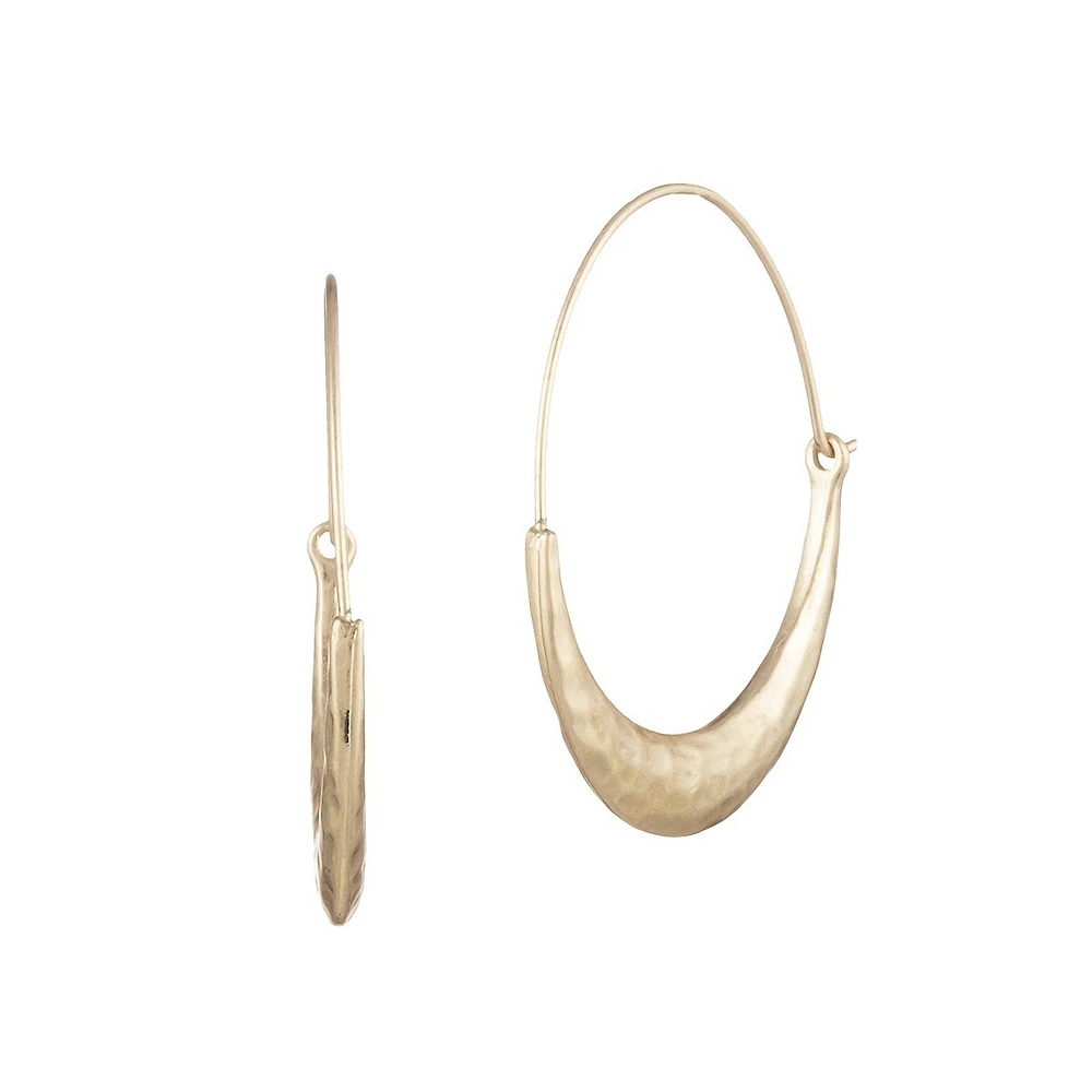 Goldtone Hammered Wire Hoop Earrings