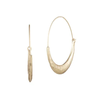 Goldtone Hammered Wire Hoop Earrings