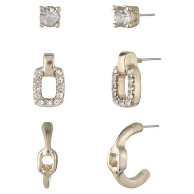 3-Pair Hardwick Assorted Goldtone Earrings