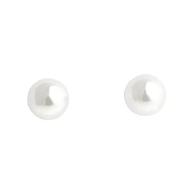 8mm White Pearl-Silver Stud Earrings