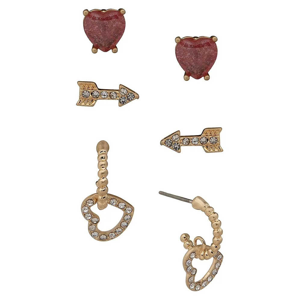Goldtone 3-Piece Earrings Set