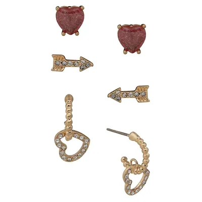 Goldtone 3-Piece Earrings Set