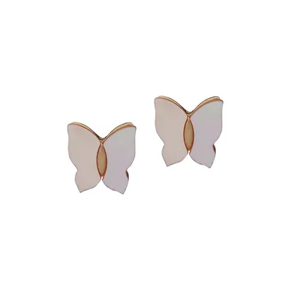 Boutons d'oreilles dorés en forme de papillon