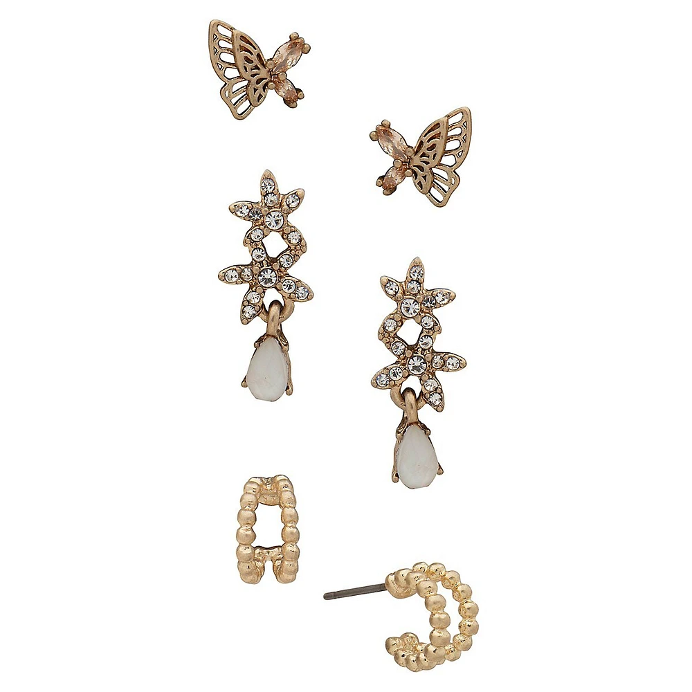 Goldtone 3-Piece Earrings Set