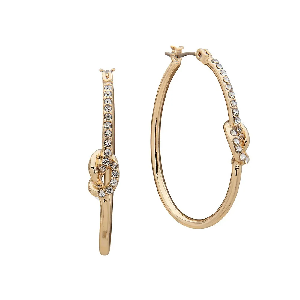 Goldplated & Crystal-Embellished Hoop Earrings