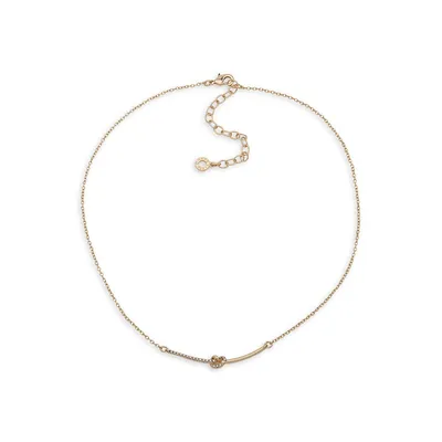 Goldplated & Crystal Knotted-Front Necklace - 16"