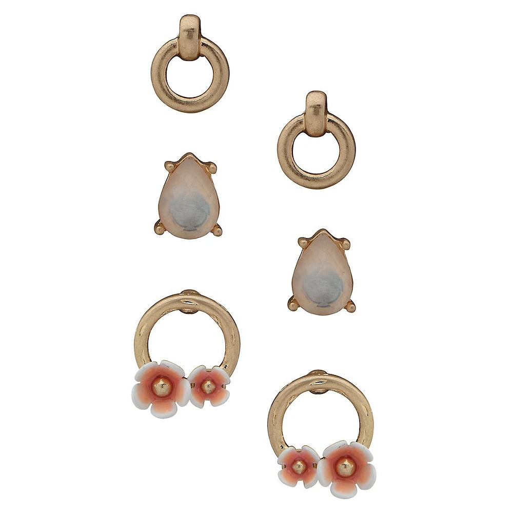 Goldplated 3-Piece Earrings Set