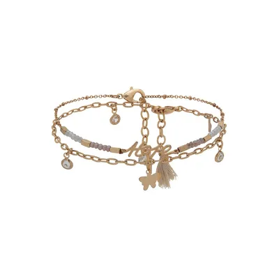 Ensemble de deux bracelets de cheville dorés avec cristaux Hope