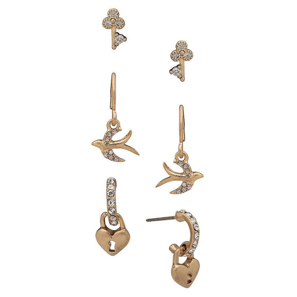 Goldtone 3-Piece Earrings Set