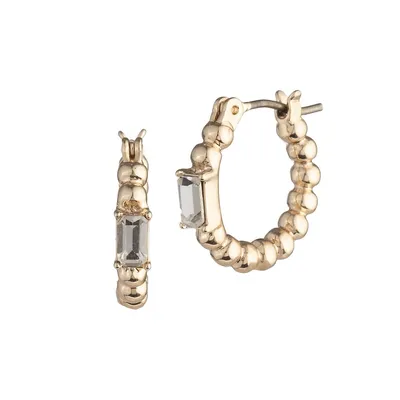 Goldtone & Faux Gem Huggie Earrings