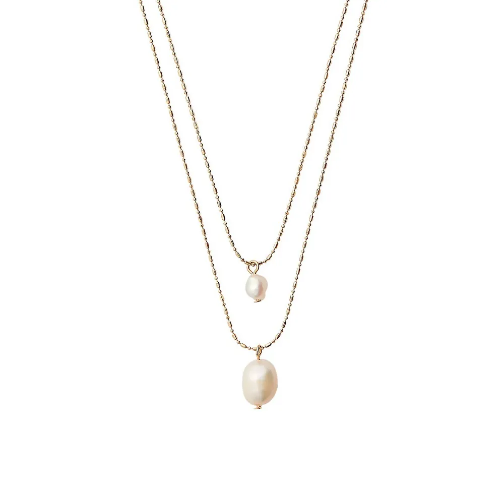 Goldtone & 6-14 MM Baroque Freshwater Pearl Layered Necklace