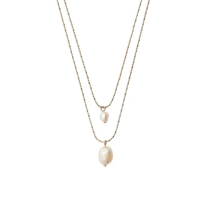 Goldtone & 6-14 MM Baroque Freshwater Pearl Layered Necklace