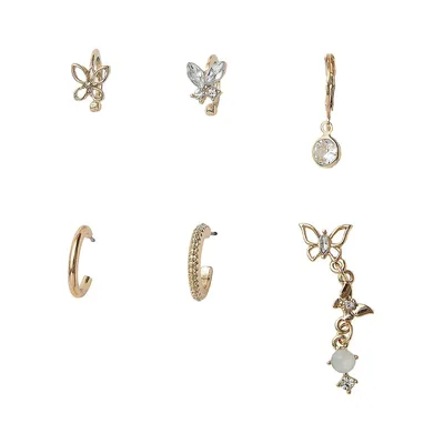 Goldtone & Crystal 6-Piece Earring Set