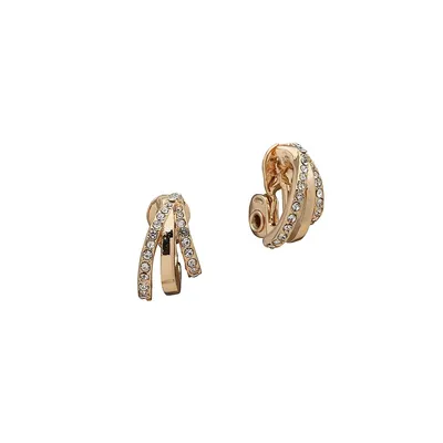 Loren Goldplated & Cubic Zirconia Pavé Hoop Earrings