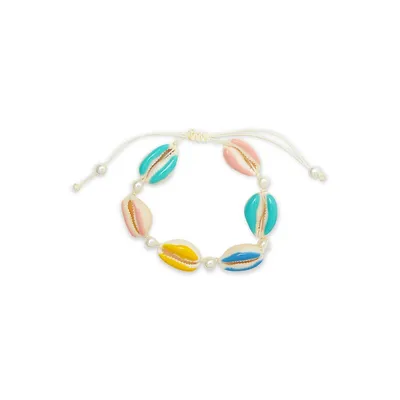Bracelet en corde multicolore à perles et coquillages