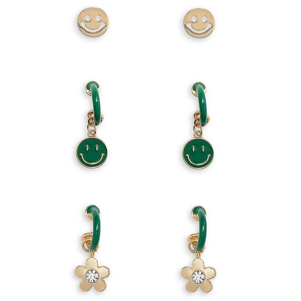 3-Piece Gold-Tone Earrings Set