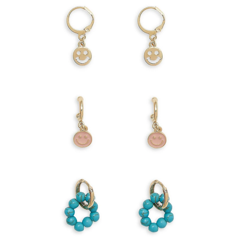 3-Piece Goldtone & Cubic Zirconia Drop Earring Set