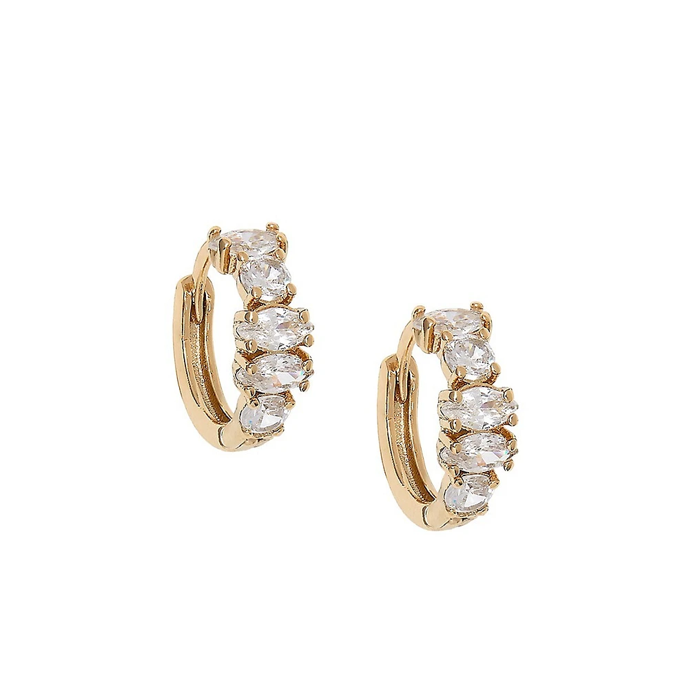 Goldplated & Cubic Zirconia Studded Hoop Earrings