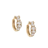 Goldplated & Cubic Zirconia Studded Hoop Earrings