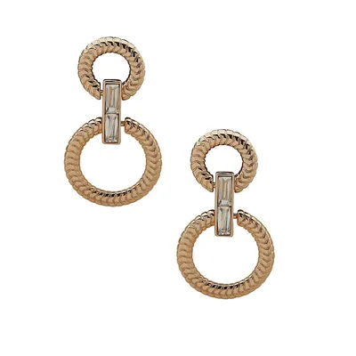 Omega Goldtone & Crystal Double Hoop Drop earrings