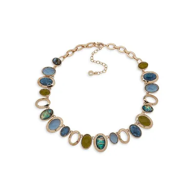 Goldtone Faceted Stone Collared Necklace