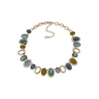 Goldtone Faceted Stone Collared Necklace