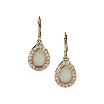 Goldtone & Faux Pearl Drop Earrings