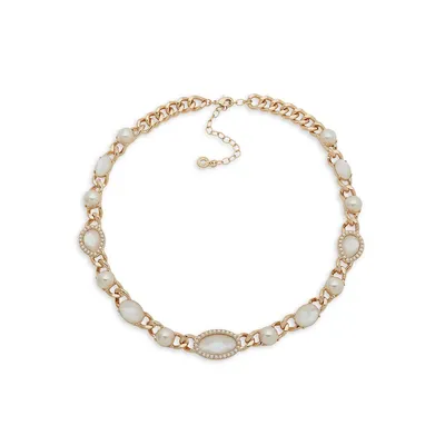Goldtone & Faux Pearl Chainlink Necklace