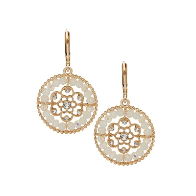 Goldtone & Crystal Circular Drop Earrings