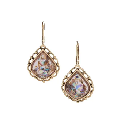 Goldtone & Stone Drop Earrings