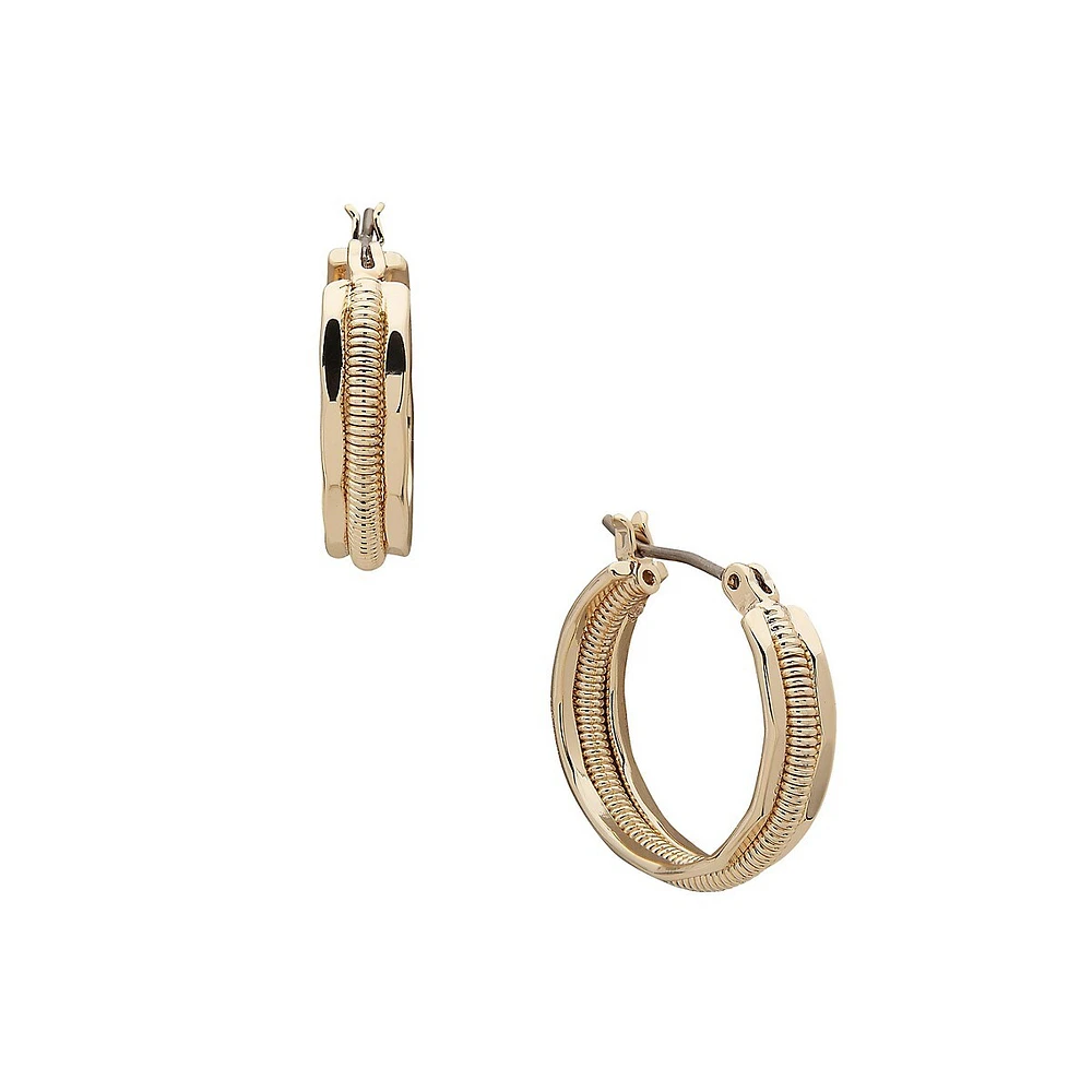 Goldtone Textured Hoop Earrings