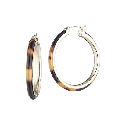 Goldtone Animal Print Hoop Earrings