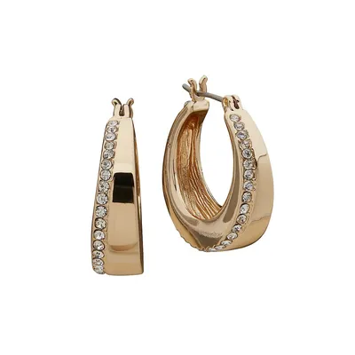 Goldtone & Crystal Hoop Earrings