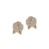 Mirage Midnight Goldtone Floral Stud Earrings