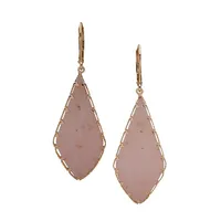 Goldplated Large Flat Stone Teardrop Earrings