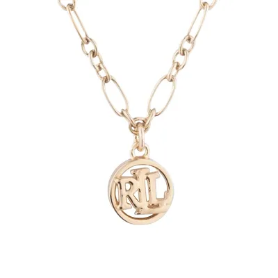 Goldtone Double-Row Mixed Chain Pendant Necklace