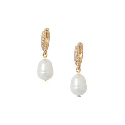 Goldtone & Acrylic Pearl Drop Earrings