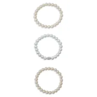Silvertone & Faux Pearl 3-Piece Bracelet Set