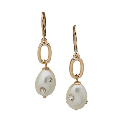 Faux Pearl Link Drop Earrings