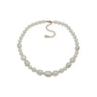 Goldtone, Faux Pearl and Glass Crystal Collar Necklace