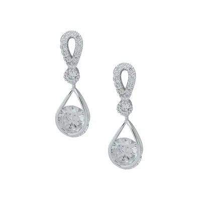 Silverplated & Cubic Zirconia Drop Earrings