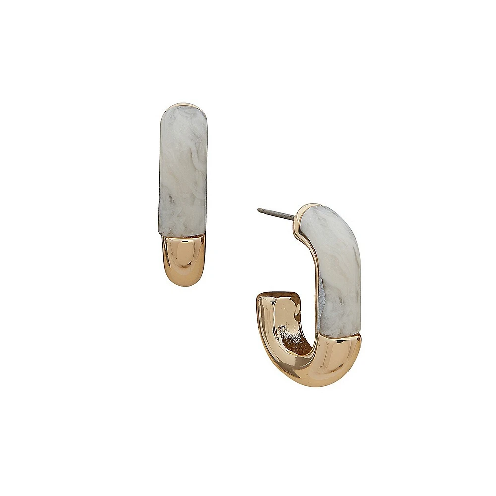 Two-Tone J-Hoop Earrings