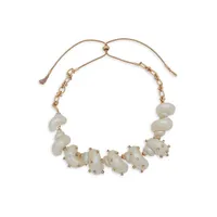 Goldplated, Shell and Pavé Frontal Slide Necklace